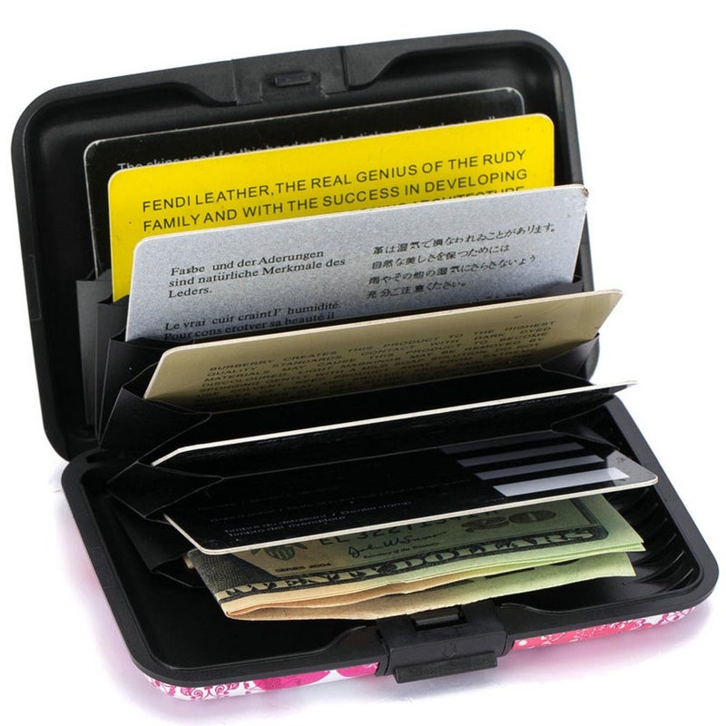 ELFISH Mini RFID Aluminum Wallet Credit Cards Holder Business Card Case Metal ID Case for Men Women (Heart) - Image 2